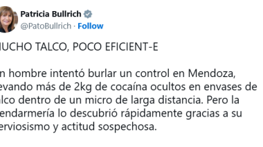 Bullrich celebró una incautación de cocaína y era talco