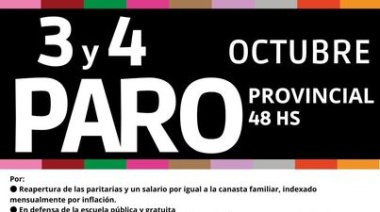Paro docente de 48 horas en La Plata, Berisso y Ensenada por reapertura de paritarias