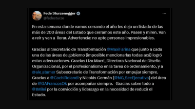 Sturzenegger celebró el cierre de 200 áreas del Estado y agradeció a Milei