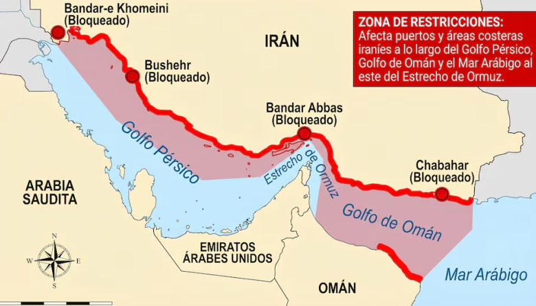 EE.UU. bloquea el estrecho de Ormuz e interceptará todo barco que entre o salga de Irán