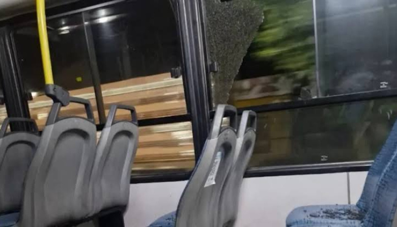 Noche de pánico en Los Hornos: destrozaron un micro a pedradas en un brutal ataque vandálico